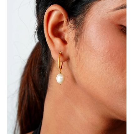 Pearl Hoop Earrings-1