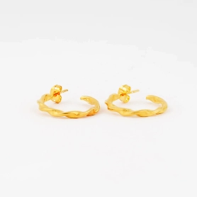 Round Twisted Hoop Earrings, Gold Ribbon Twist Hoop, Dainty Twisted Hoops
