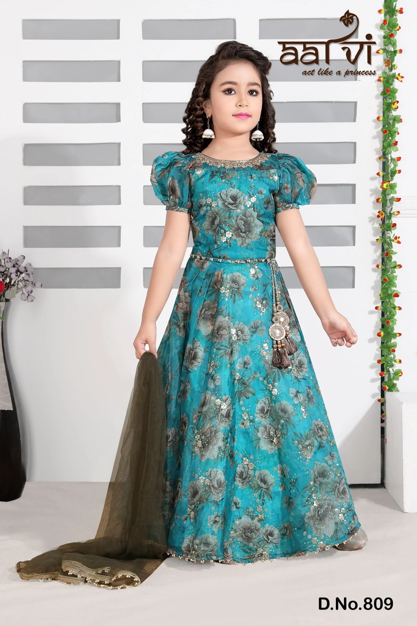 Teal blue colour lehnga choli by aarvi-1