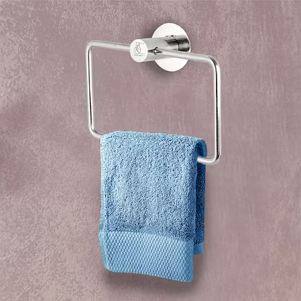 Stainless Steel 304 Grade Towel Ring Rectangle Round Base for Bathroom, Kitchen and Wash Basin-12473734