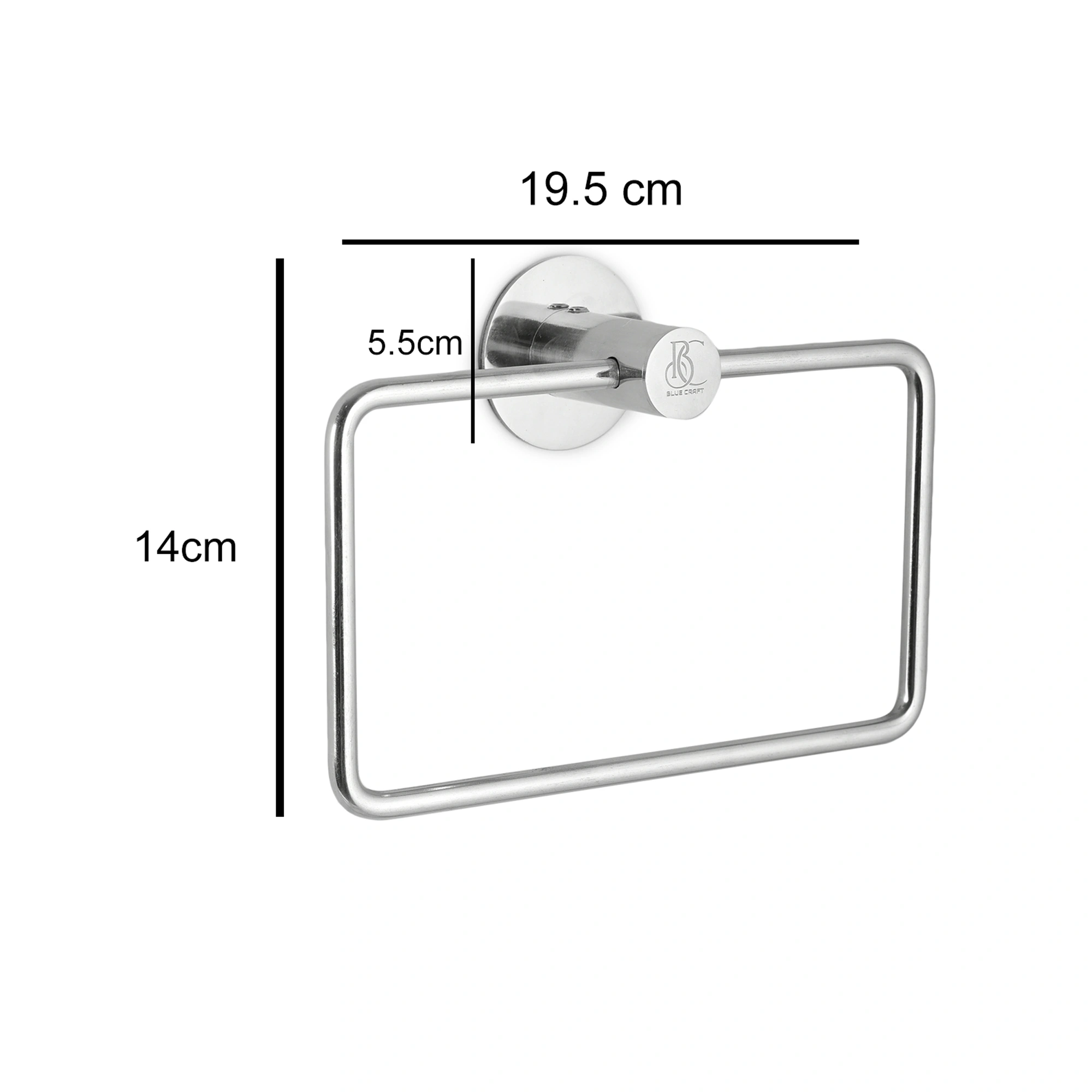 Stainless Steel 304 Grade Towel Ring Rectangle Round Base for Bathroom, Kitchen and Wash Basin-2