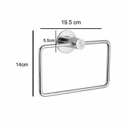 Stainless Steel 304 Grade Towel Ring Rectangle Round Base for Bathroom, Kitchen and Wash Basin-2