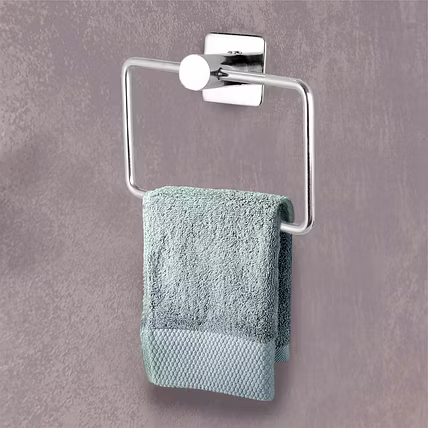 Stainless Steel 304 Grade Towel Ring Rectangle Square Base for Bathroom, Kitchen and Wash Basin-12472956