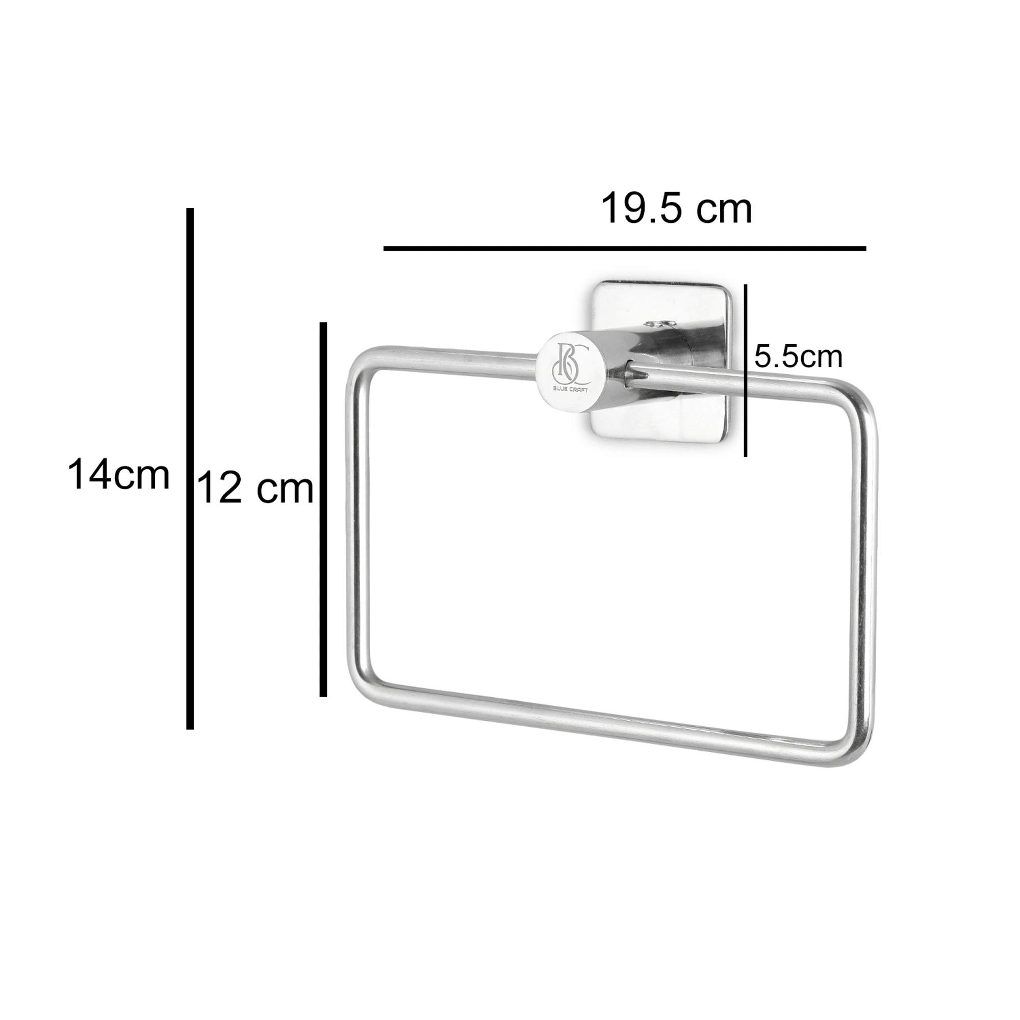 Stainless Steel 304 Grade Towel Ring Rectangle Square Base for Bathroom, Kitchen and Wash Basin-2