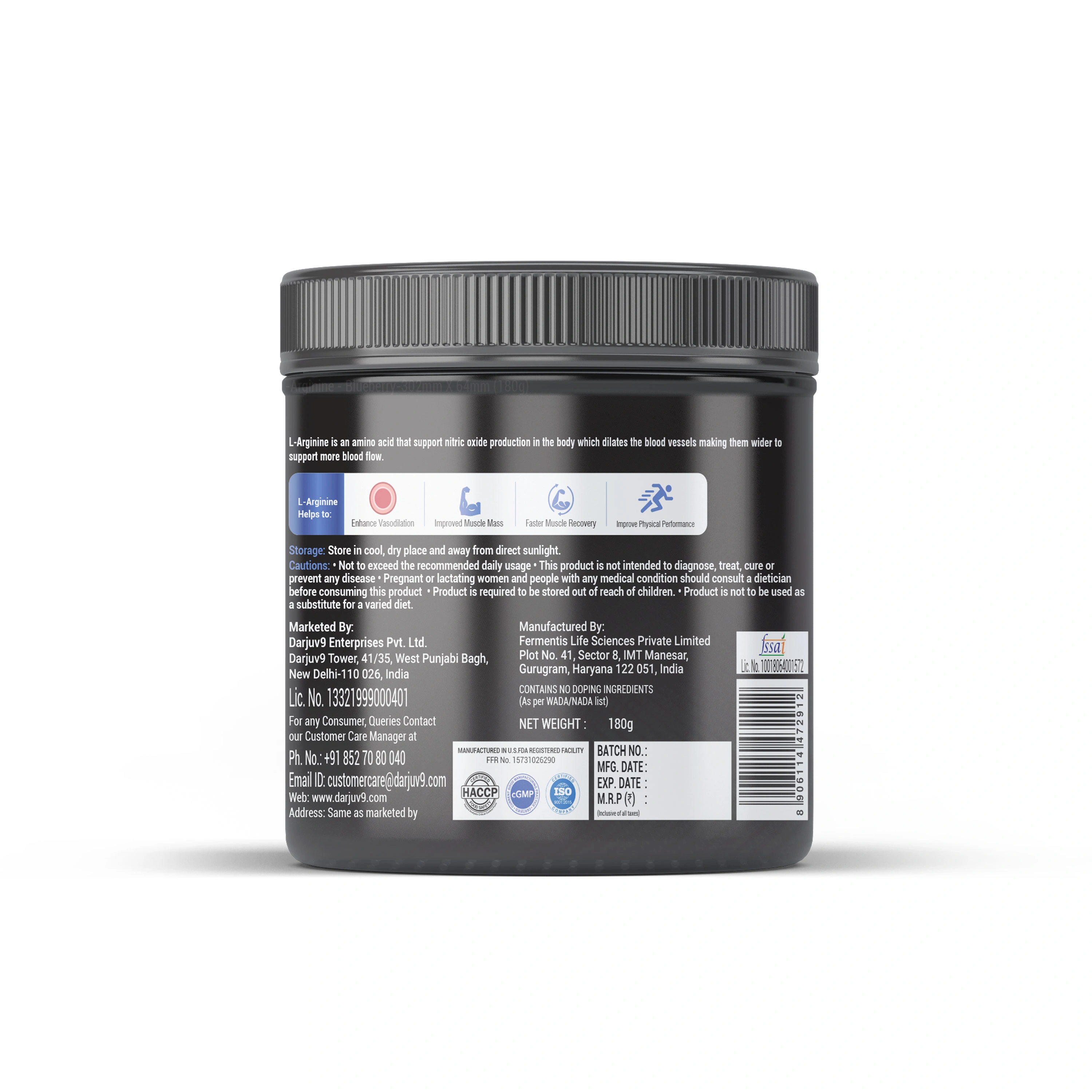 Energie9 Pro L-Arginine Blueberry 180Gm-1