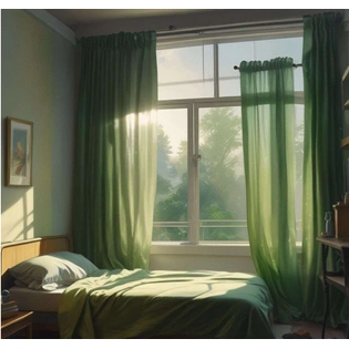 GREEN SHEER CURTAIN