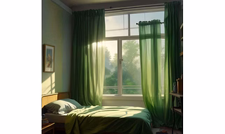 GREEN SHEER CURTAIN