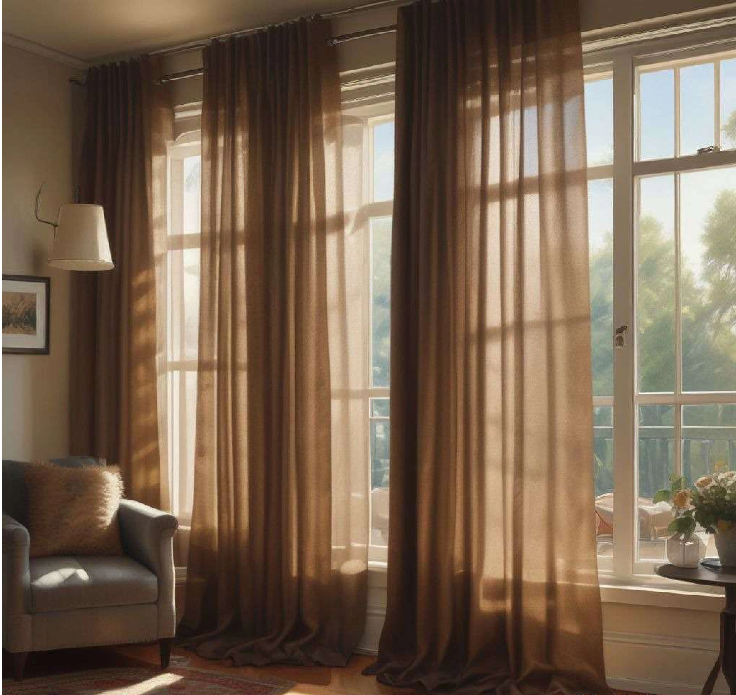 BROWN SHEER CURTAIN-12508058