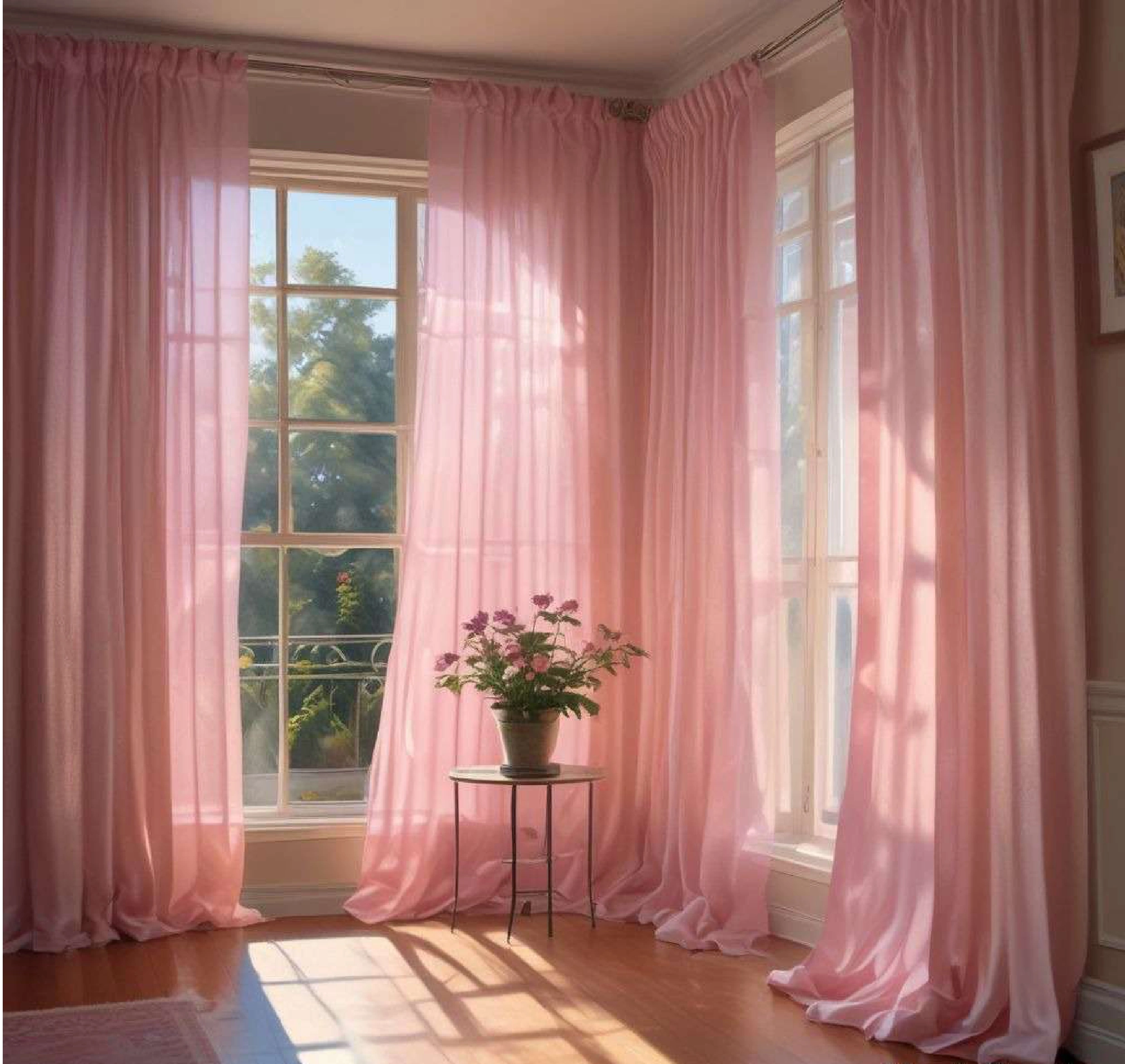 Pink Sheer Curtains-1