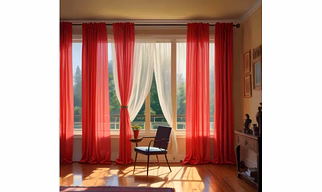 RED SHEER CURTAIN