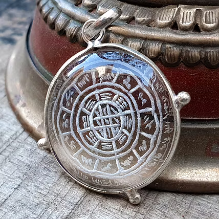 Crystal Quartz Locket Pendant-Natural Crystal Carved Pendant - Clear Quartz Pendant With Kailash Dha-12474877