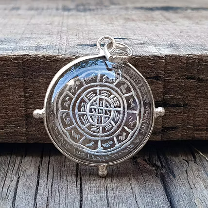Crystal Quartz Locket Pendant-Natural Crystal Carved Pendant - Clear Quartz Pendant With Kailash Dha-1