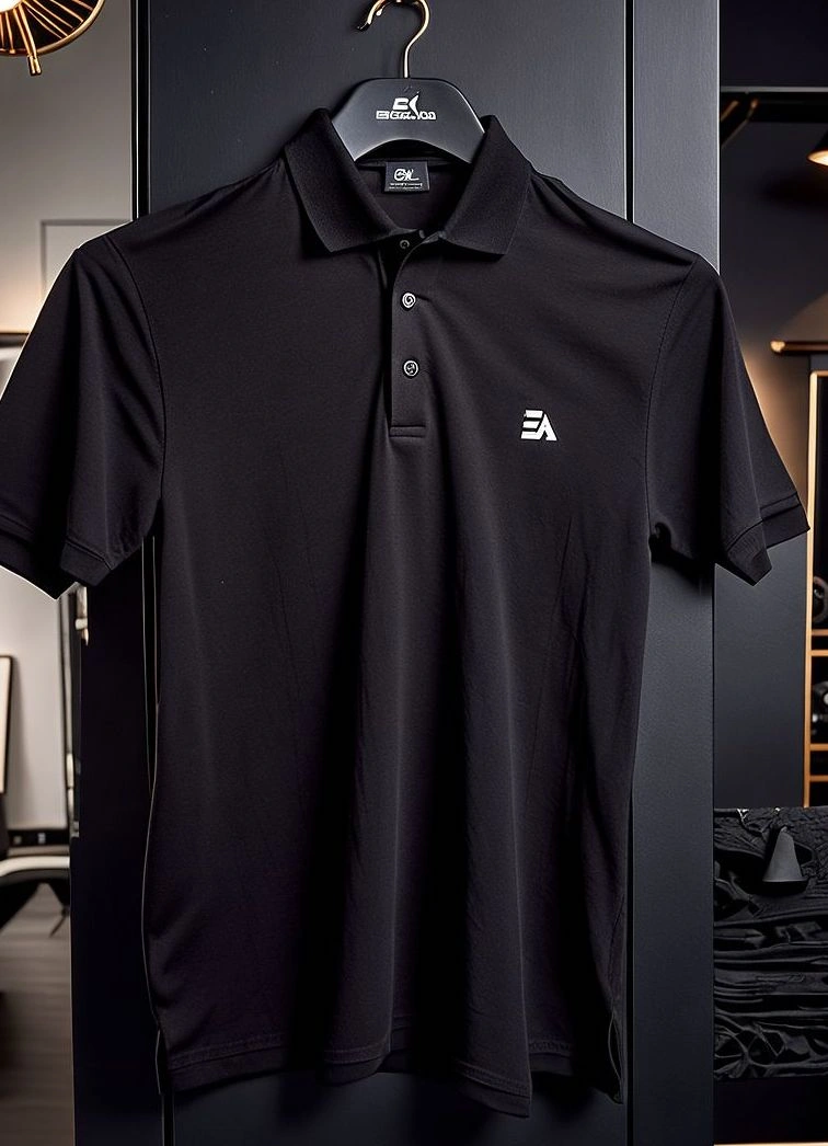 Black Men's Organic Cotton Polo-1