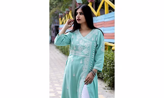 Chikankari hand embroidered kurtis on fabrics like modal, rayon,mulmul and cotton