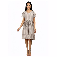 Grey Cotton Anarkali Mini Gown