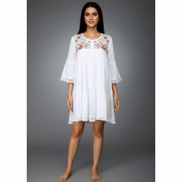 White Pure Cotton Short Kurti Top