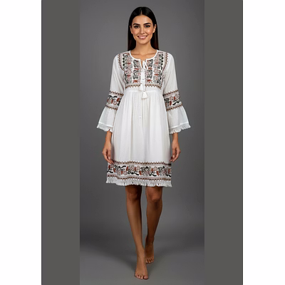zivba trends white pure cotton short kurti top