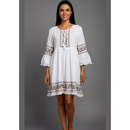 White Cotton Short Kurti Top with Dori