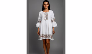 White Cotton Short Kurti Top with Dori