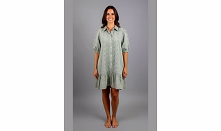 Pista Green Cotton Collar-Neck Top