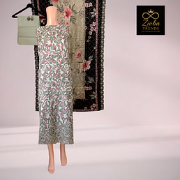 Pista Green Printed Embroidered Unstitched Suit Set