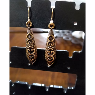 zivba trends classic oxidised silver heart motif drop earrings
