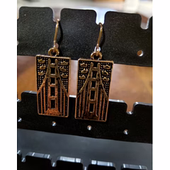 Heritage Oxidised Silver Geometric Rectangular Drop Earrings