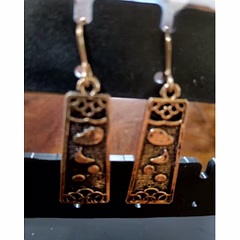 Heritage Oxidised Silver Bird Motif Rectangular Drop Earrings