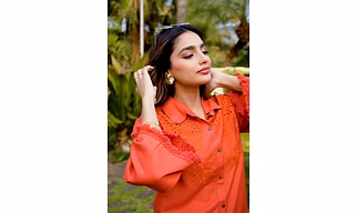 Premium Rust Orange Embroidered Co-Ord Shirt & Pant Set