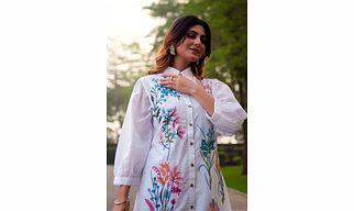 White Thread Work Pure Cotton Co-Ord Set