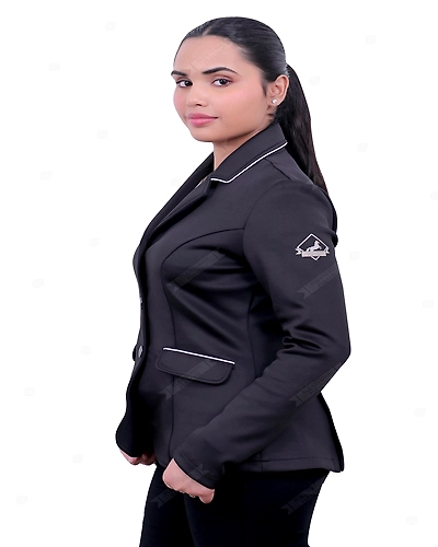 &quot;SteedStride Classic Contrast Riding Black Coat&quot;-2