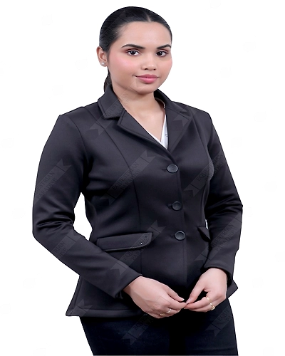 &quot;SteedStride Classic Contrast Riding Black Coat&quot;-1