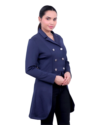 &quot;SteedStride Blue Elegance Long Coat&quot;-XS-2