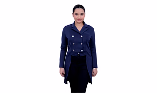 "SteedStride Blue Elegance Long Coat"
