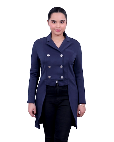 &quot;SteedStride Blue Elegance Long Coat&quot;-12547030