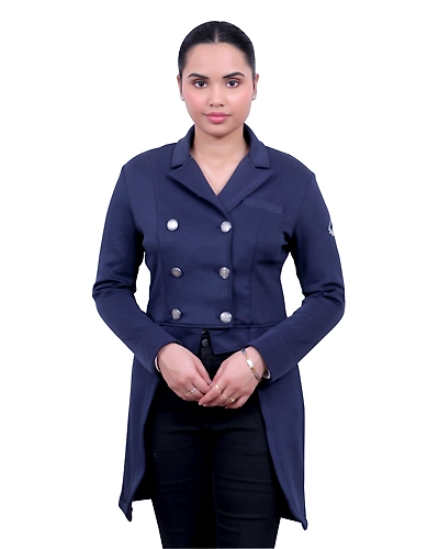 &quot;SteedStride Blue Elegance Long Coat&quot;-XS-1