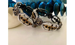 German Silver Openable Bangles With Semi-Precious Stone