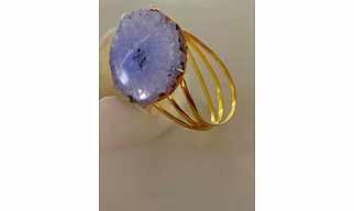 Gold Polish Bracelet Embedded With Semi-Precious Stone
