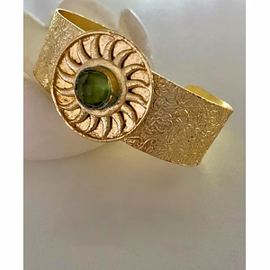 Gold Polish Bracelet Embedded With Semi-Precious Stone