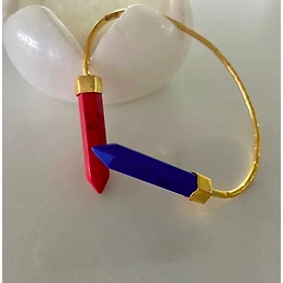 Gold Polish Bracelet Embedded With Semi-Precious Stone