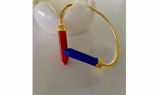 Gold Polish Bracelet Embedded With Semi-Precious Stone