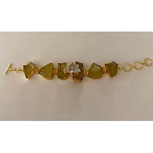 Gold Polish Bracelet Embedded With Semi-Precious Stone
