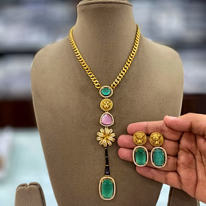 Gold Plated Necklaceset With Doublet Stone