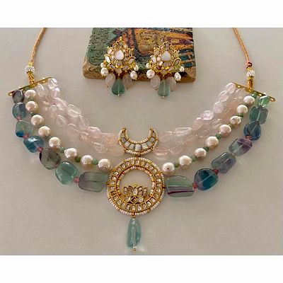 aritrick fushion necklace sets with hydro beads
