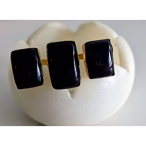 Gold Polish Natural Stones Ring