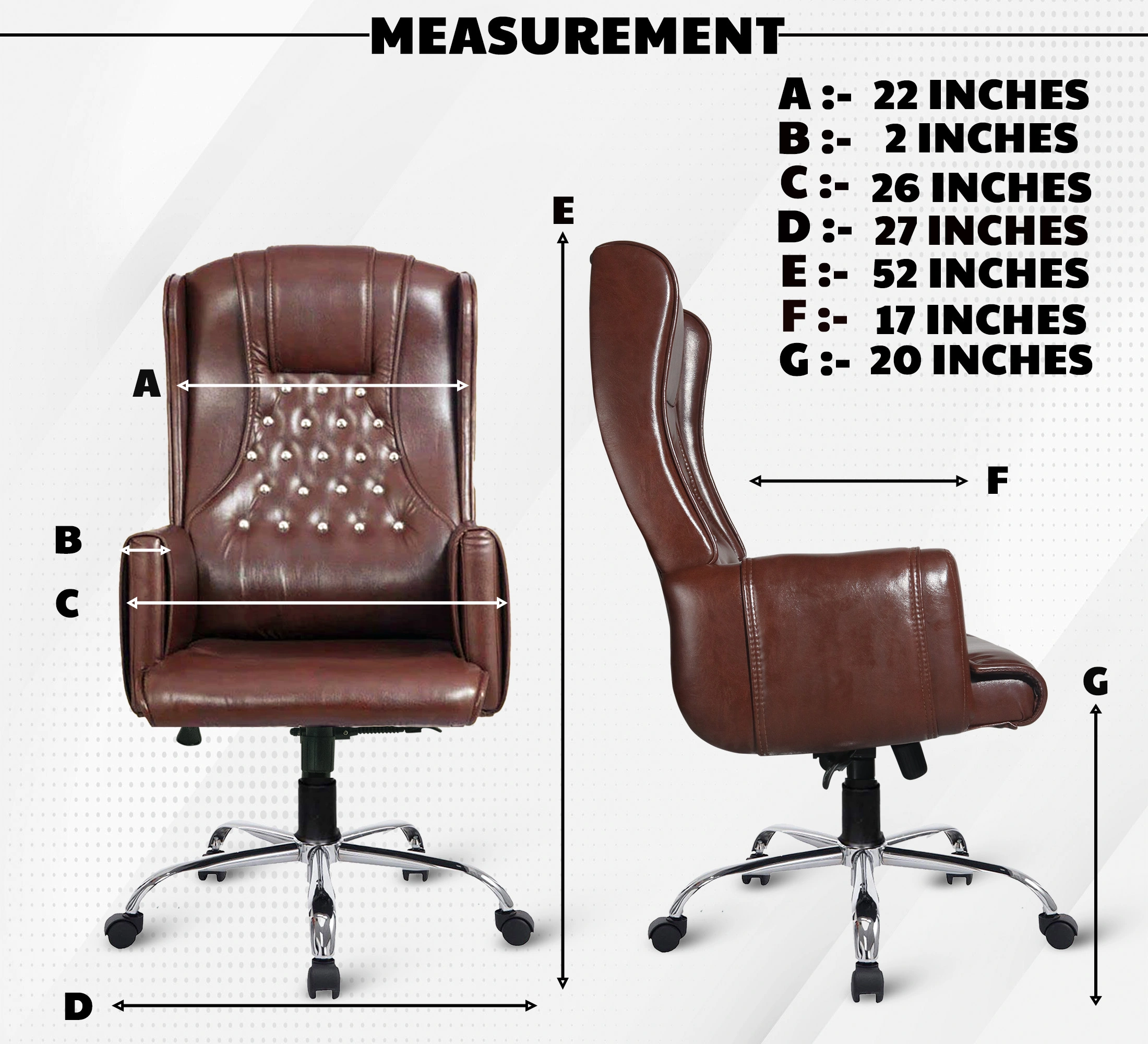 Mrc Maharaja High Back Boss Chair (Brown)-2