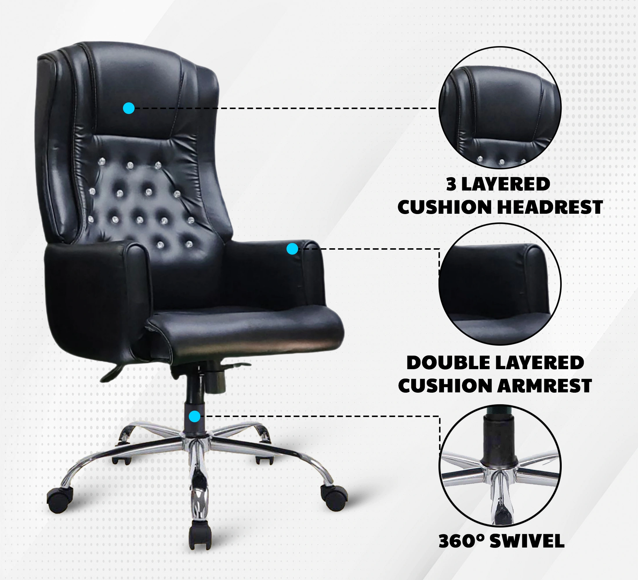 Mrc Maharaja High Back Boss Chair (Black)-2