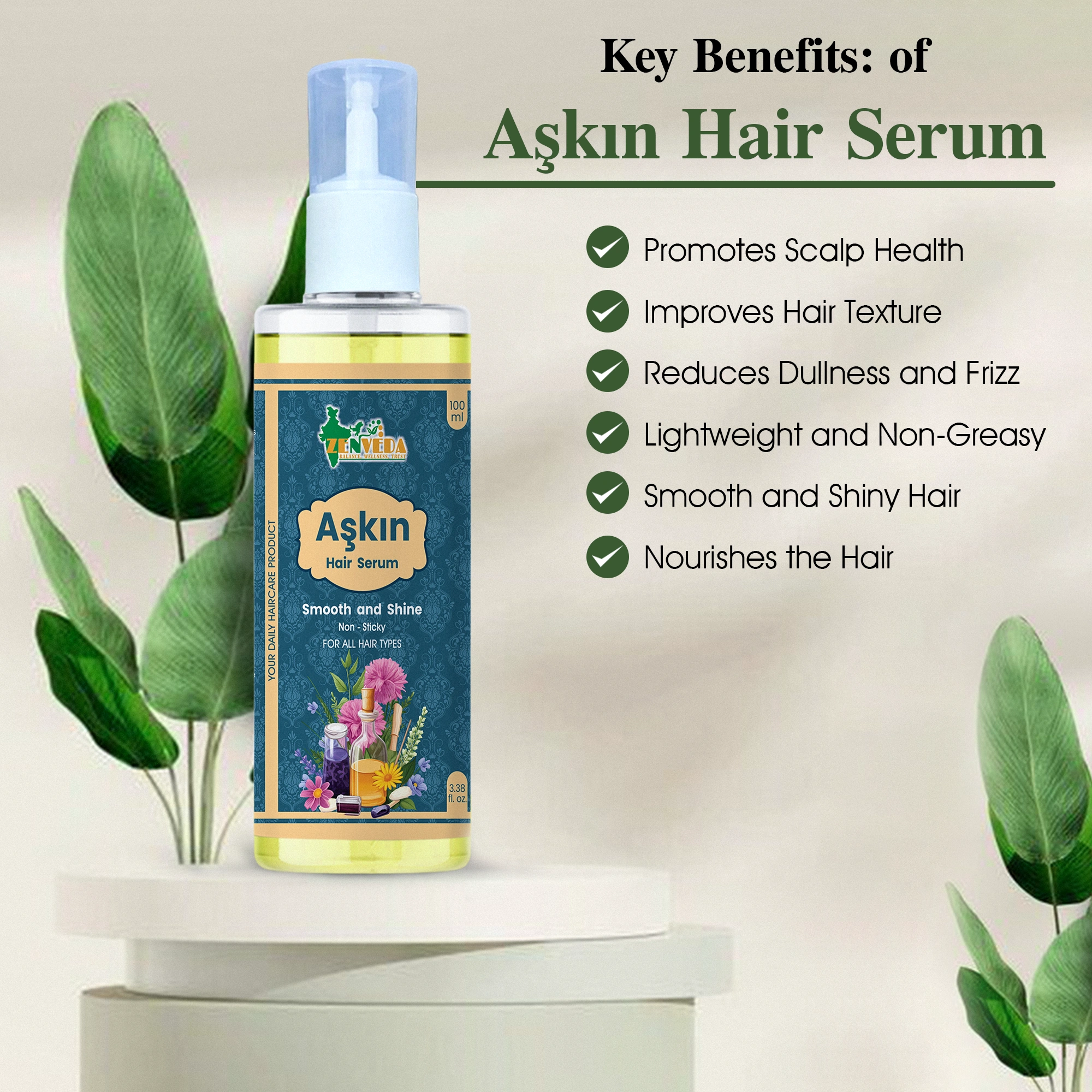 Zen Veda Askin Hair Serum Product Key Benefits