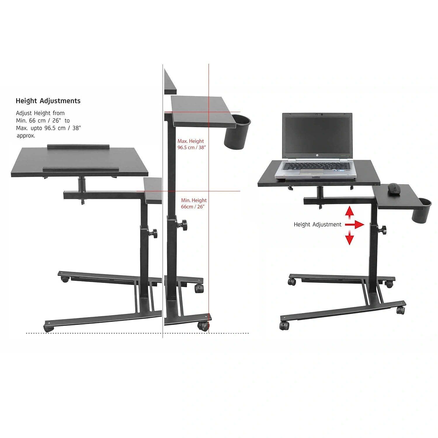 Isomars 360° Rotatable Laptop Table Multipurpose Study Desk,Lockable Wheels, &amp; Height Adjustable-2