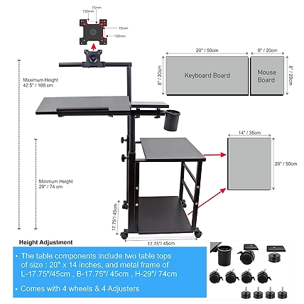 Isomars Computer Table - Adjustable - Professional Workstation for Computer - Ideal for Home, Schools, Office, Hospitals, Gaming Etc.-2